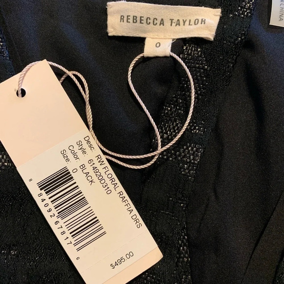Rebecca Taylor Black Raffia Dress 0 NWT $495 - Picture 6 of 8